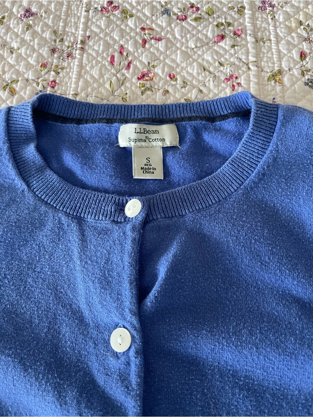LL Bean blue cardigan button-up sweater